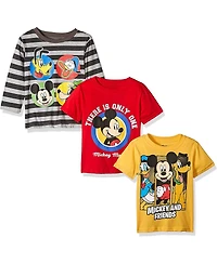 Baby Boys and Girls Mickey Mouse Gray, Red, Yellow Graphic 3-Pack T-shirt Combo Set