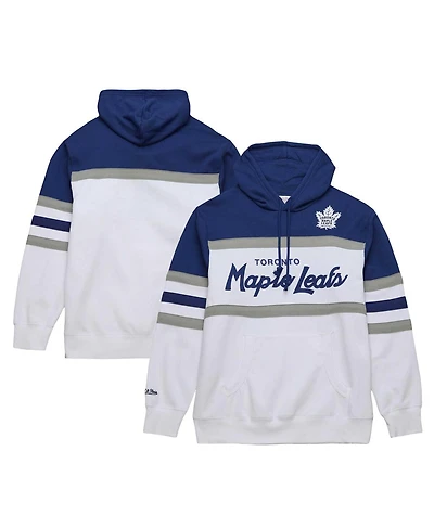 Men's Mitchell & Ness White, Blue Toronto Maple Leafs Head Coach Pullover Hoodie