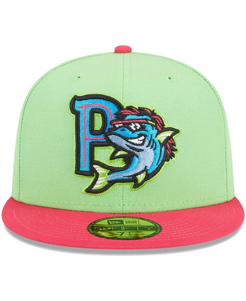 Men's New Era Green Pensacola Blue Wahoos Theme Nights Pensacola Mullets Alternate 2 59FIFTY Fitted Hat