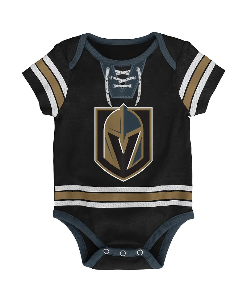 Baby Boys and Girls Black Vegas Golden Knights Hockey Jersey Bodysuit