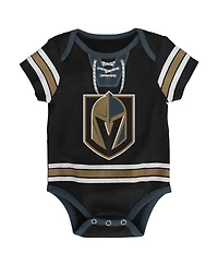 Baby Boys and Girls Black Vegas Golden Knights Hockey Jersey Bodysuit