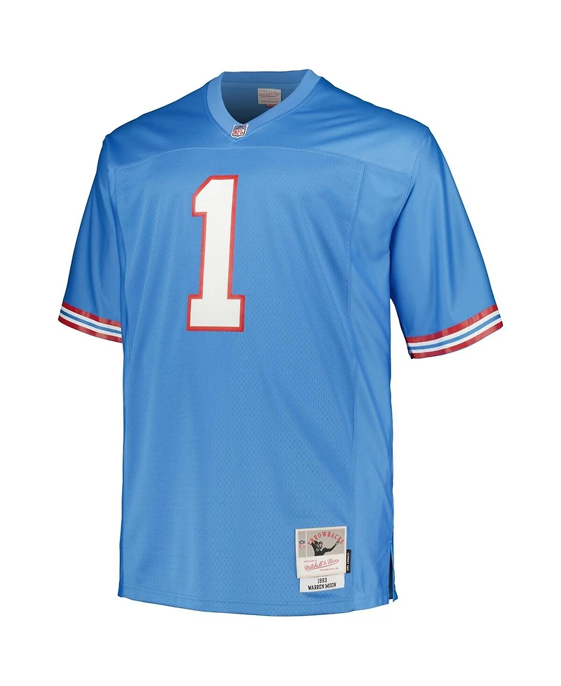 Men's Mitchell & Ness Warren Moon Light Blue Houston Oilers Big and Tall 1993 Legacy Retired Player Jersey