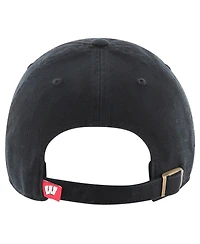 Men's '47 Brand Black Wisconsin Badgers Vintage-Like Clean Up Adjustable Hat