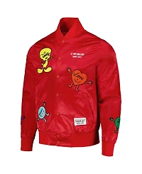 Men's Freeze Max Red Looney Tunes Positive Energy Satin Full-Snap Jacket