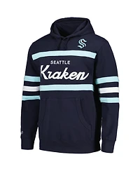 Men's Mitchell & Ness Deep Sea Blue Seattle Kraken Head Coach Pullover Hoodie