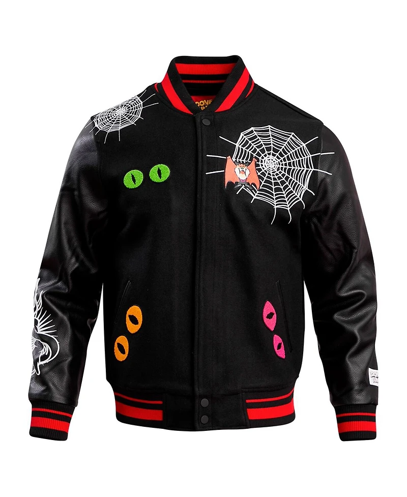 Men's Freeze Max Black Looney Tunes Taz Dracula Varsity Full-Snap Jacket