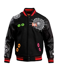 Men's Freeze Max Black Looney Tunes Taz Dracula Varsity Full-Snap Jacket