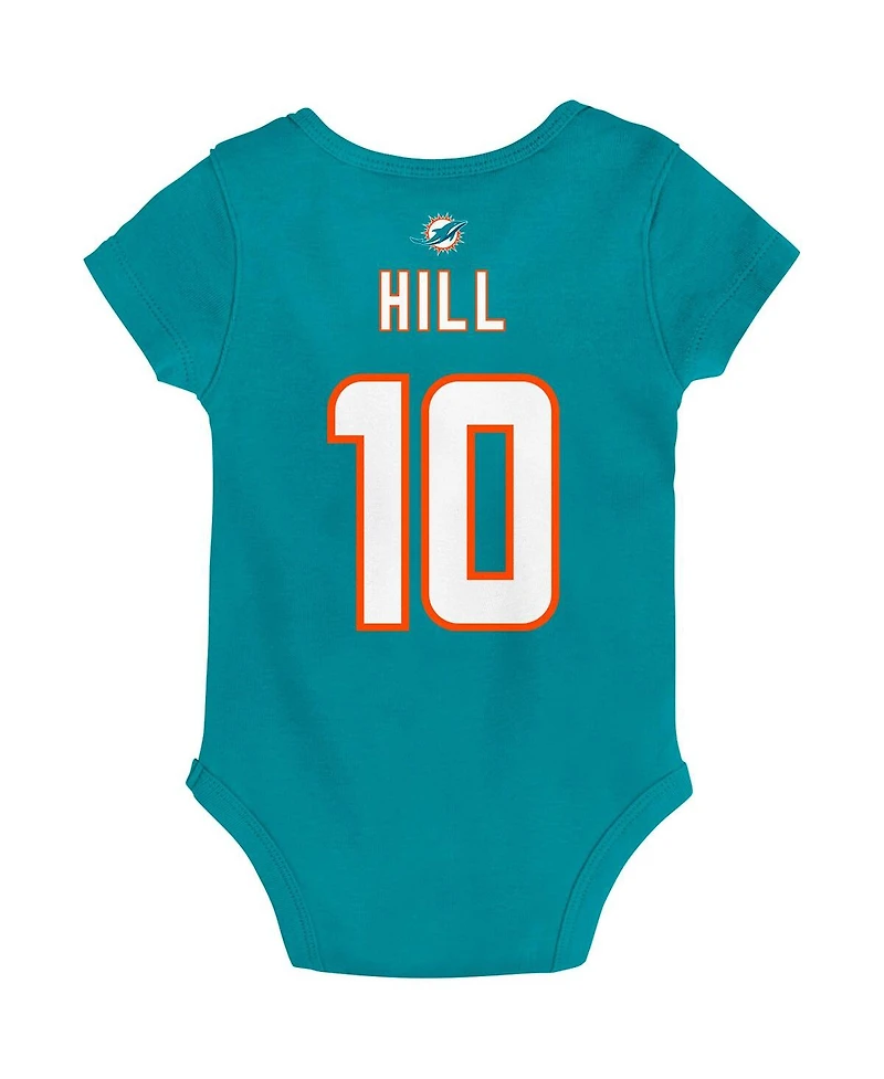 Baby Boys and Girls Tyreek Hill Aqua Miami Dolphins Mainliner Player Name Number Bodysuit
