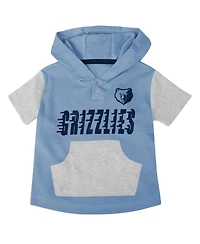 Baby Boys and Girls Navy, Light Blue, Gray Memphis Grizzlies Bank Shot Bodysuit, Hoodie T-shirt and Shorts Set
