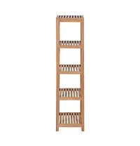 4-Tier Bathroom Storage Rack Solid Teak 16.5"x16.5"x65"
