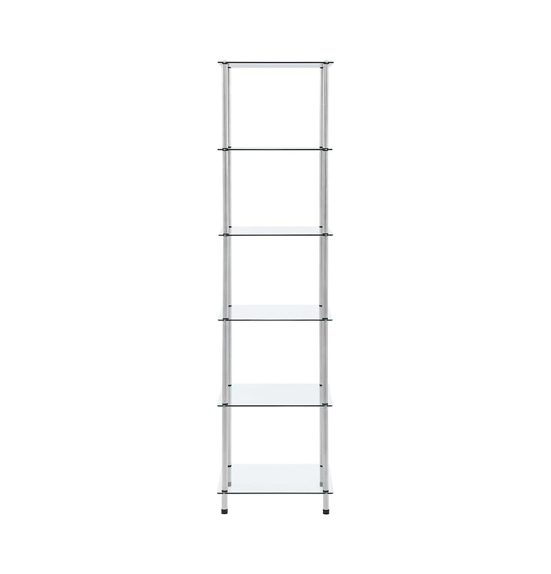 6-Tier Shelf Transparent 15.7"x15.7"x63" Tempered Glass