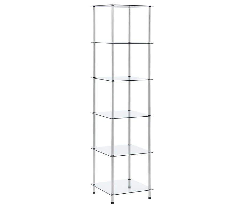 6-Tier Shelf Transparent 15.7"x15.7"x63" Tempered Glass