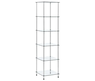 6-Tier Shelf Transparent 15.7"x15.7"x63" Tempered Glass