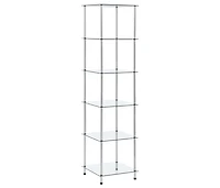 6-Tier Shelf Transparent 15.7"x15.7"x63" Tempered Glass