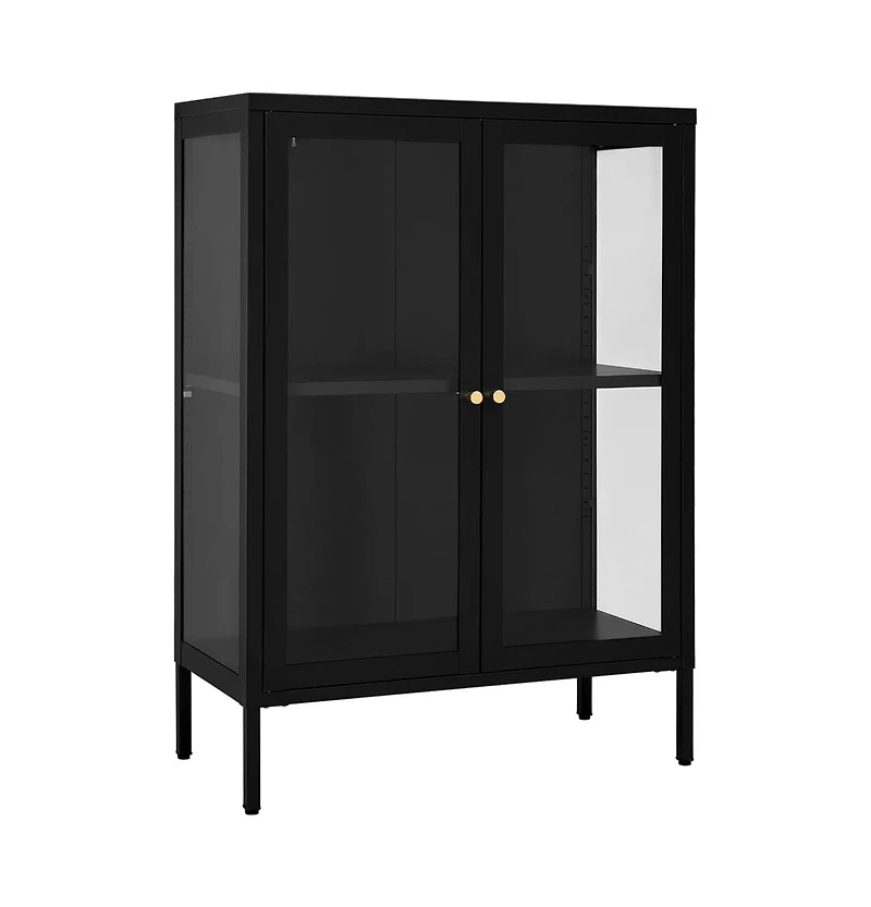 Sideboard Black 29.5"x13.8"x41.3" Steel and Glass