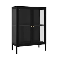 Sideboard Black 29.5"x13.8"x41.3" Steel and Glass
