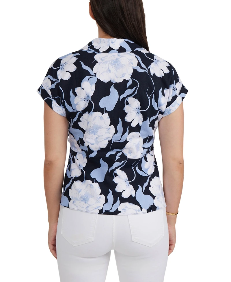 Ellen Tracy Women's Cross Over Top with Side Tie