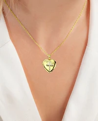 Children's Cubic Zirconia Cross Locket Pendant Necklace in 14k Gold-Plated Sterling Silver, 13" + 2" extender