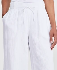 Jm Collection Women's Wide Leg Cotton Gauze Pants, Created for Macy's