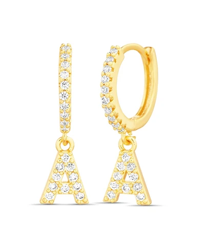 kensie Gold-Tone Letter Dangle Huggie Hoop Earring