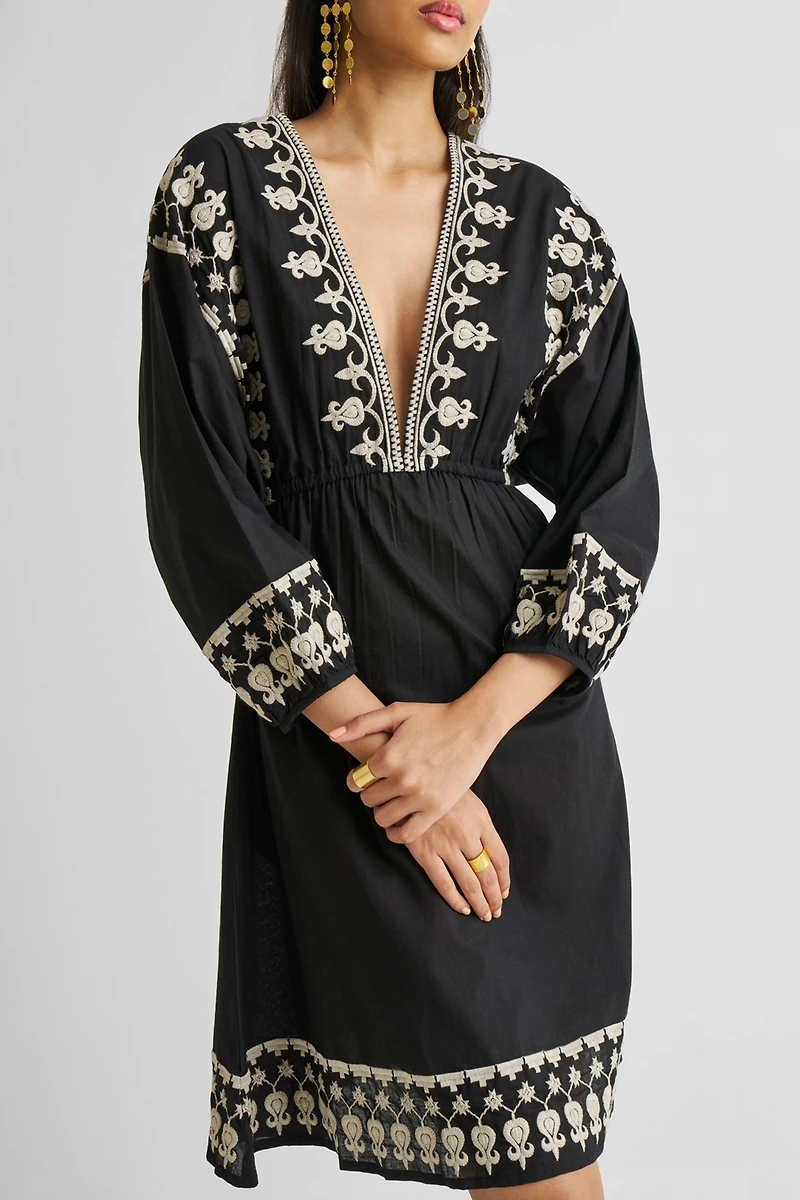 Reistor Women's Deep V Embroidered Dress