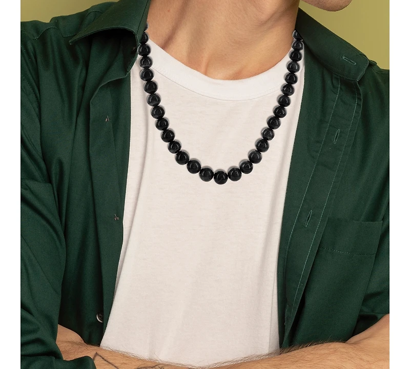 Stainless Steel 8mm Natural Stone Bead Necklace