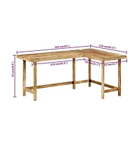 vidaXL Desk 65"x43.3"x29.5" Solid Wood Mango
