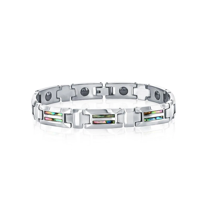 Metallo Magnetic Link Tungsten Genuine Abalone Bracelet