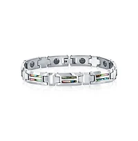 Metallo Magnetic Link Tungsten Genuine Abalone Bracelet