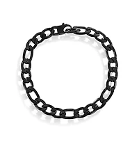 Metallo Stainless Steel 8mm Textured Figaro Chain Bracelet