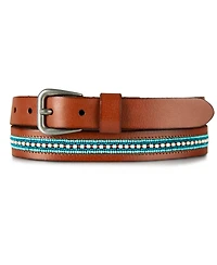 Lucky Brand Turquoise Beaded Stripe Leather Belt