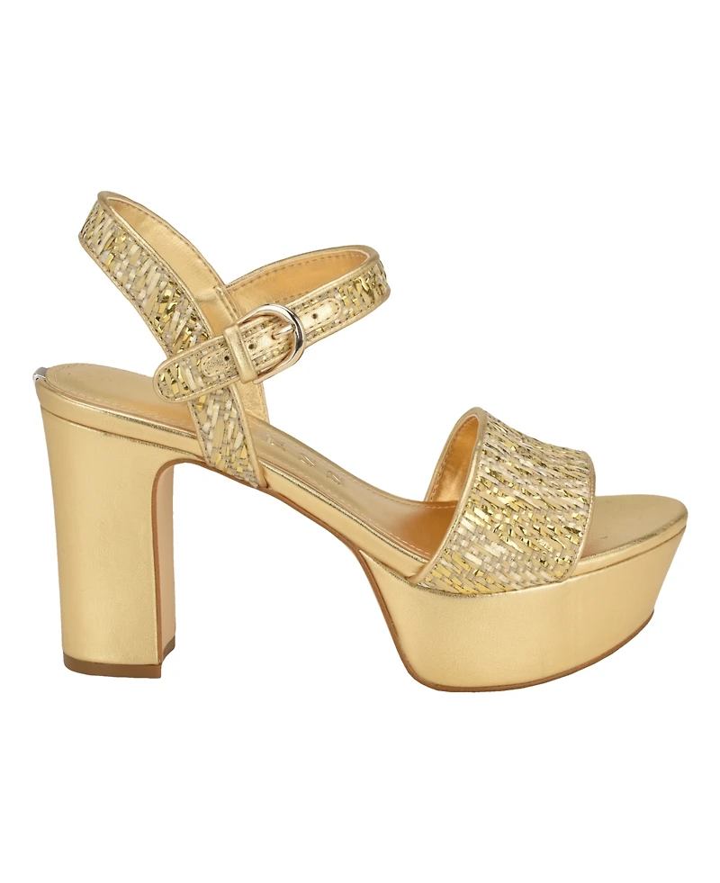 Guess Women's Haldemiy Two Band Ankle Strap Platform Dress Sandals