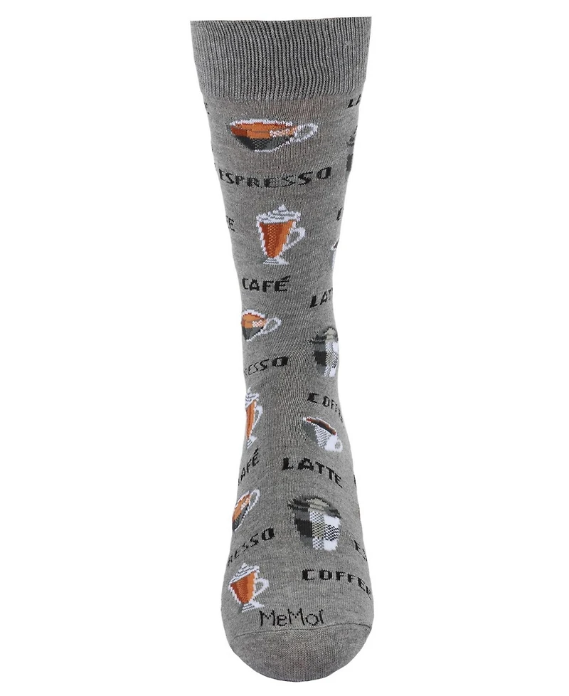 MeMoi Men's Coffee Time Novelty Crew Socks