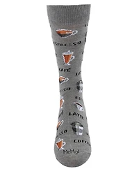 MeMoi Men's Coffee Time Novelty Crew Socks