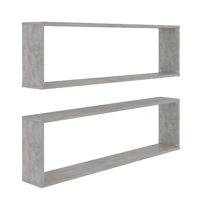 Wall Cube Shelves 2 pcs Concrete Gray 39.4"x5.9"x11.8" Engineered Wood