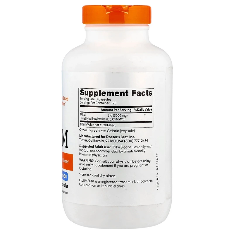 Doctor's Best Msm with OptiMSM 360 Capsules (1 - 000 mg per Capsule)