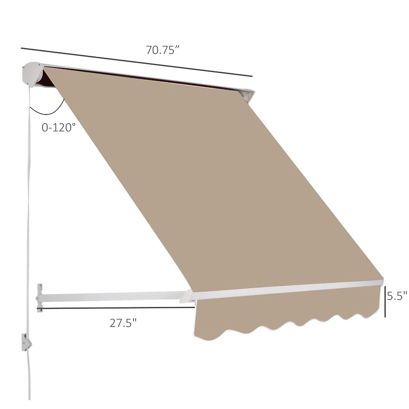 Outsunny Drop Retractable Window Awning Canopy Sun Shade Shelter Arm Manual