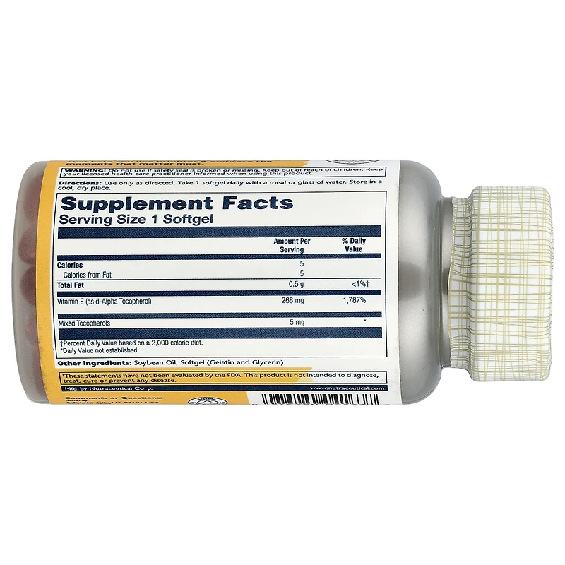 Solaray Vitamin E - 100 Softgels