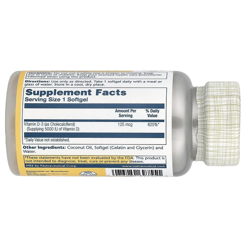 Solaray Super Bio Vitamin D-3 125 mcg - 120 Softgels