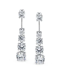Bling Jewelry Modern Classic Graduated Cubic Zirconia Cz Drop Back And Front Stud Jacket Long Linear Earrings