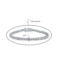 Bling Jewelry 10CT Simple Classic Cubic Zirconia Square Clear Princess Cut Cz Tennis Bracelet Prom Sterling Silver