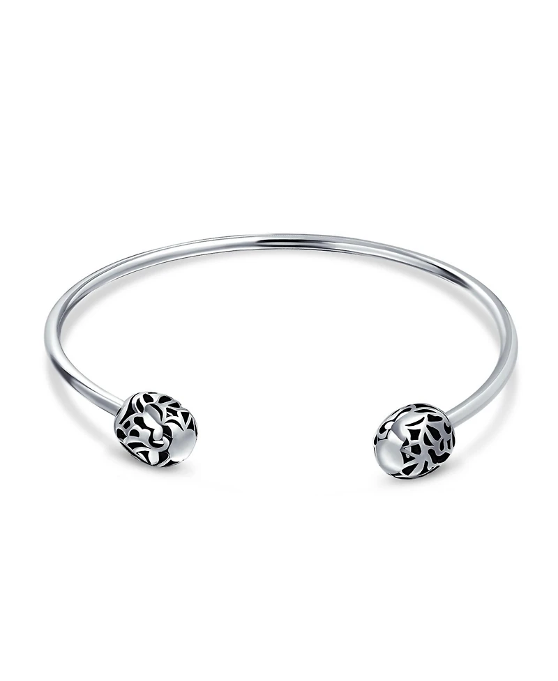 Bling Jewelry Love Message Filigree Screw Clasp Starter Charm Cuff European Beads Bangle Bracelet Sterling Silver