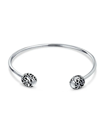 Bling Jewelry Love Message Filigree Screw Clasp Starter Charm Cuff European Beads Bangle Bracelet Sterling Silver