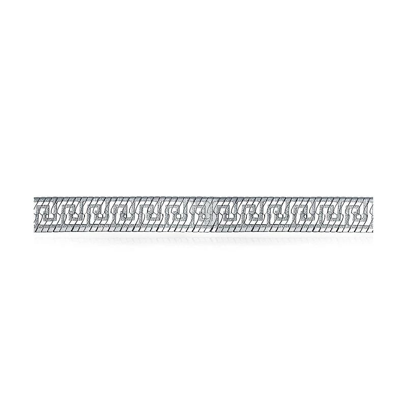 Bling Jewelry Herringbone Reversible Flat Greek Key Flexible Strong Chain Bracelet Sterling Silver