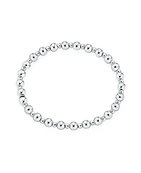 Bling Jewelry Modern Classic Round Alternating 3-5MM Ball Bead Stretch Bracelet Stretchable Shinny Sterling Silver