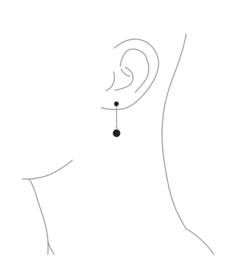 Bling Jewelry Black Red White Crystal Pave Disco Ball Dangle Earrings Sterling Silver