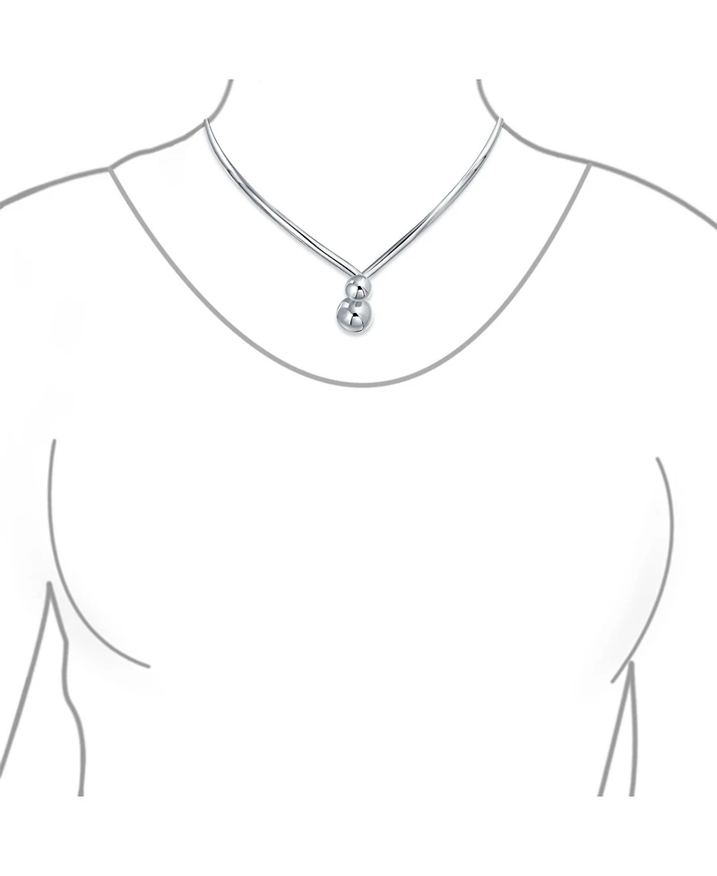 Bling Jewelry Geometric V Shape Interlocking Balls Collar Statement Necklace Silver Sterling