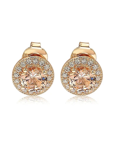 Suzy Levian Sterling Silver Cubic Zirconia Round Halo Stud Earrings