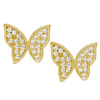Suzy Levian Sterling Silver Cubic Zirconia Pave Butterfly Stud Earrings