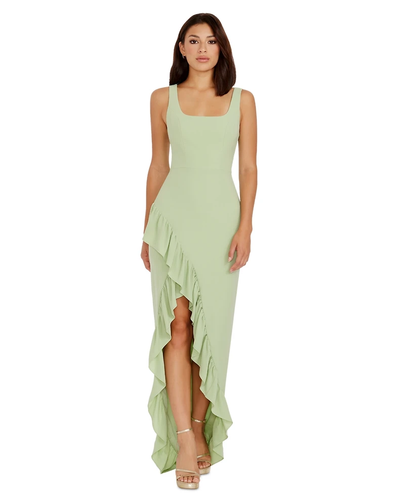 Dress the Population Women's Charlene Ruffled High-Low Gown